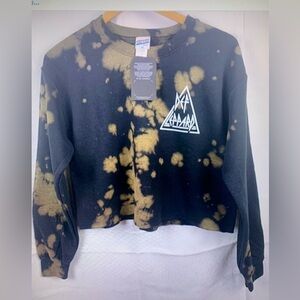 junk Food Cropped Sweatshirt Tue dye Black Brown Graphic Pullover XS NWT